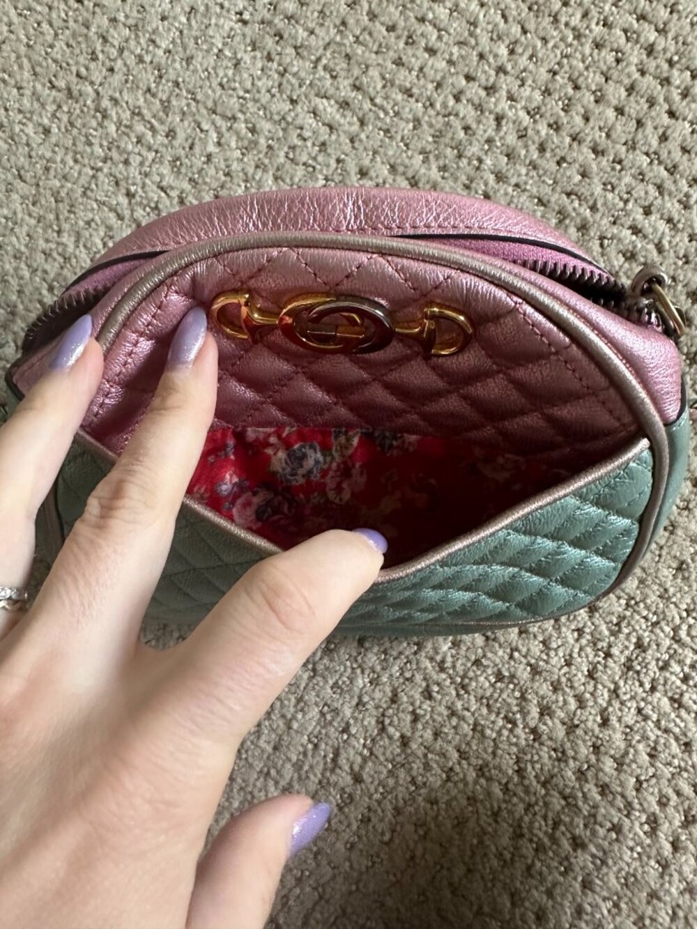 Gucci Laminated Nappa Trapuntata Mini Zumi Dome Shoulder Bag Crossbody - Picture 3 of 5